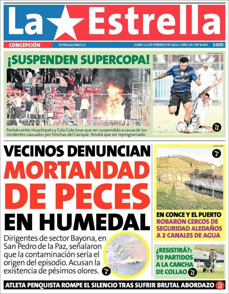 Portada de La Estrella de Concepción (Chile)
