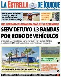 Portada de La Estrella de Iquique (Chile)