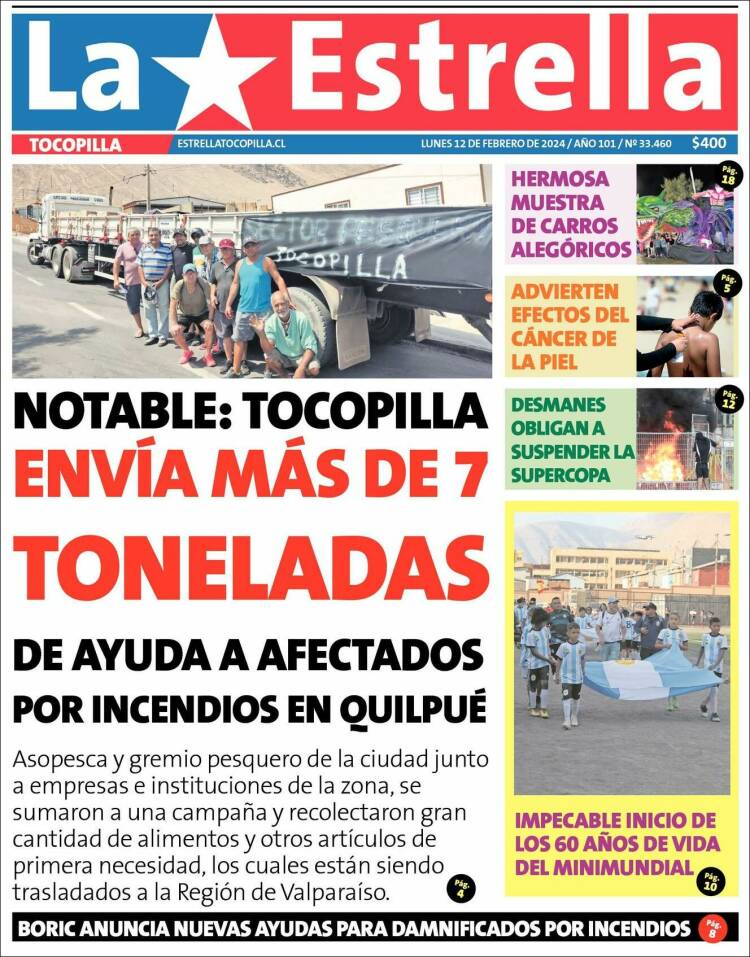 Portada de La Estrella de Tocopilla (Chile)