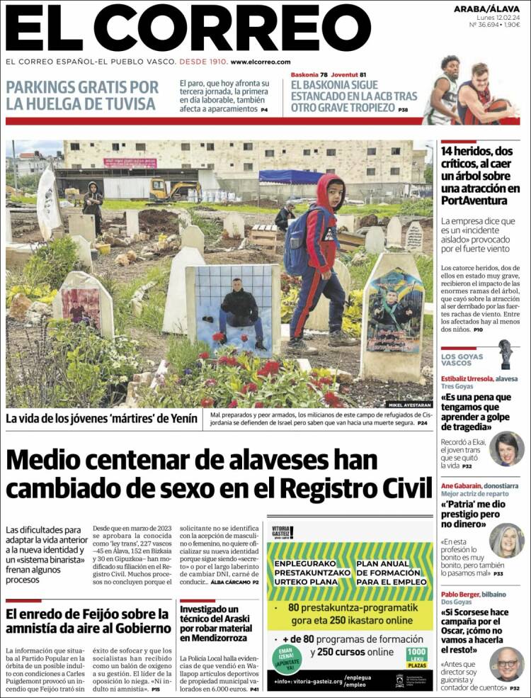 Portada de El Correo - Álava (España)