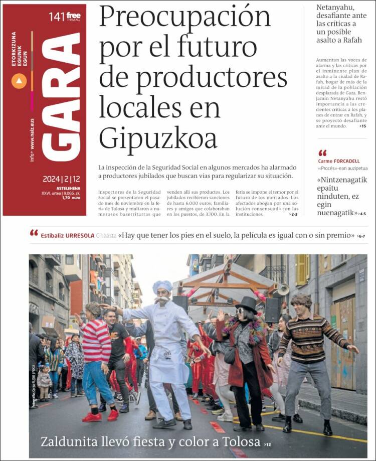 Portada de Gara (España)