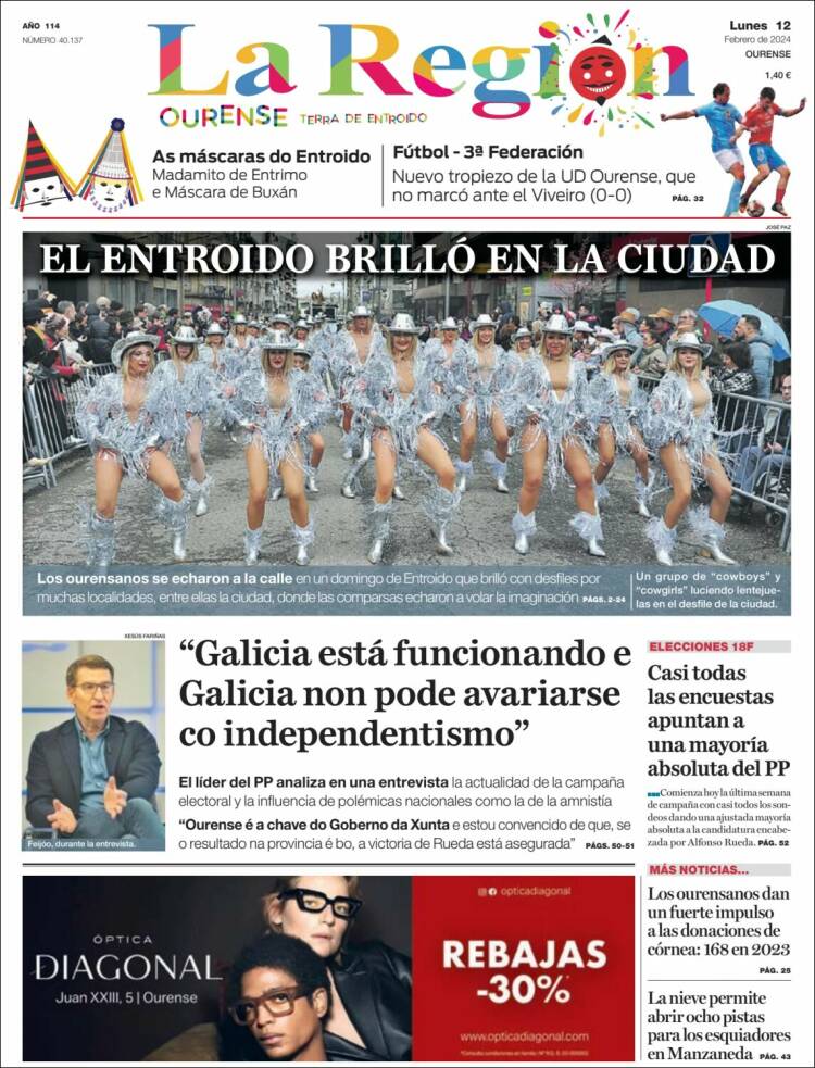 Portada de La Región de Ourense (España)