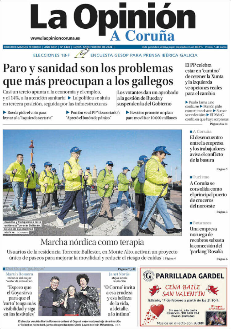 Portada de La Opinión de A Coruña (España)