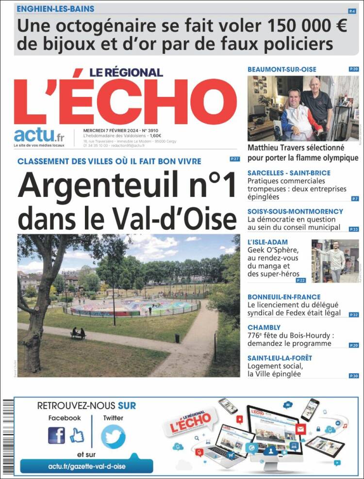 Portada de L'Echo de la Haute-Vienne (Francia)