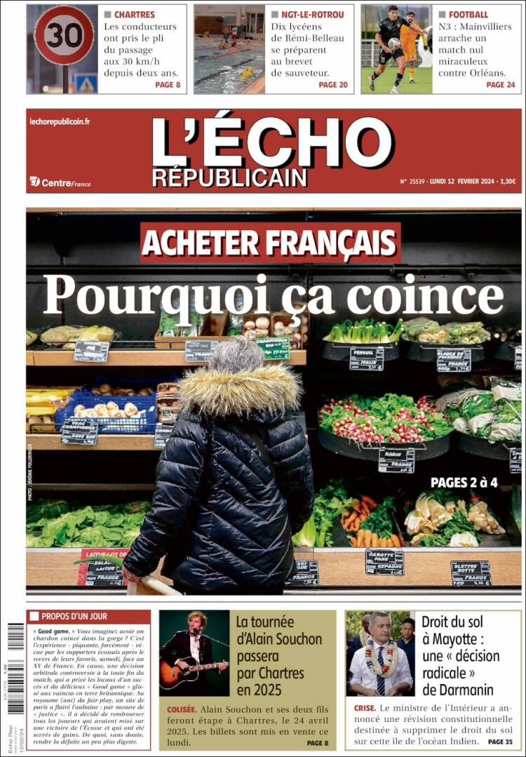 Portada de L'Echo Républicain (Francia)