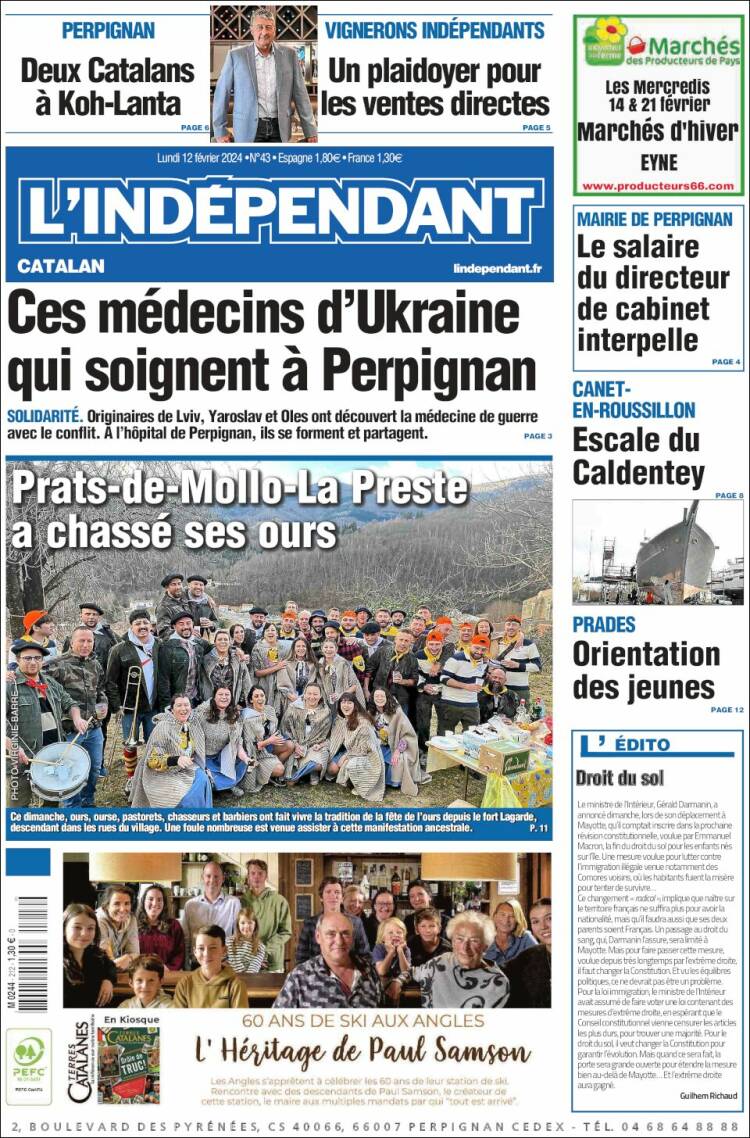 Portada de Le Indépendant (Francia)