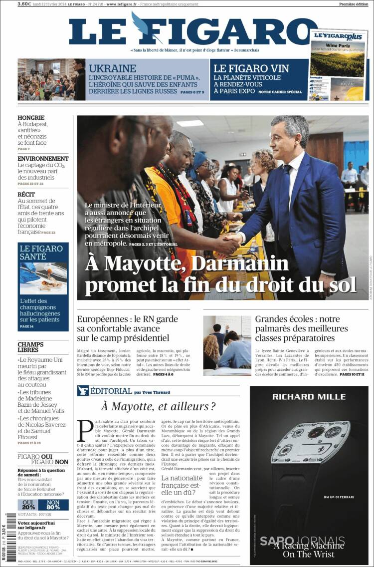Portada de Le Figaro (Francia)
