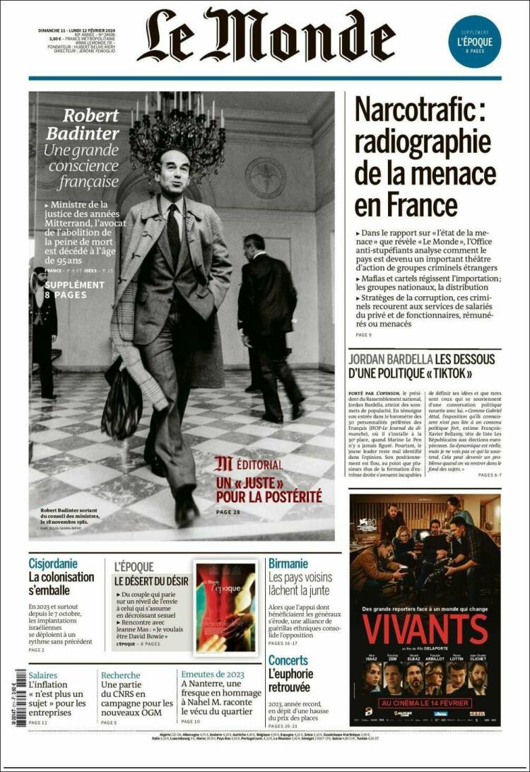 Portada de Le Monde (Francia)