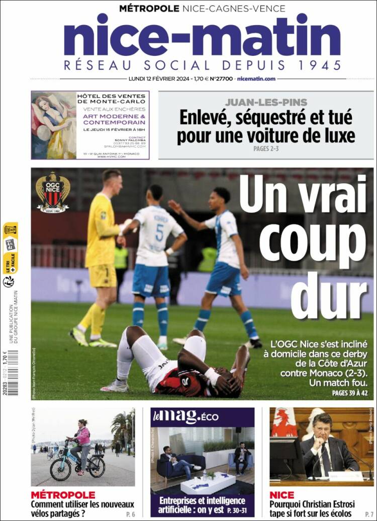 Portada de Nice-Matin (Francia)