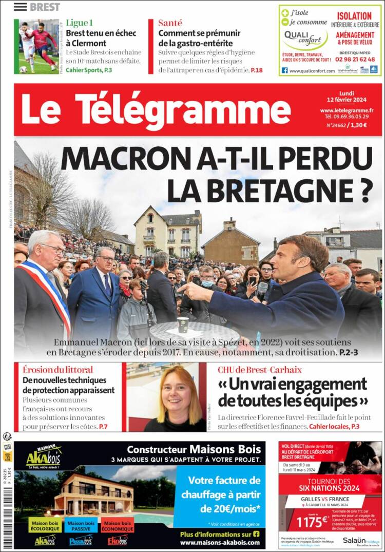 Portada de Télégramme (Francia)
