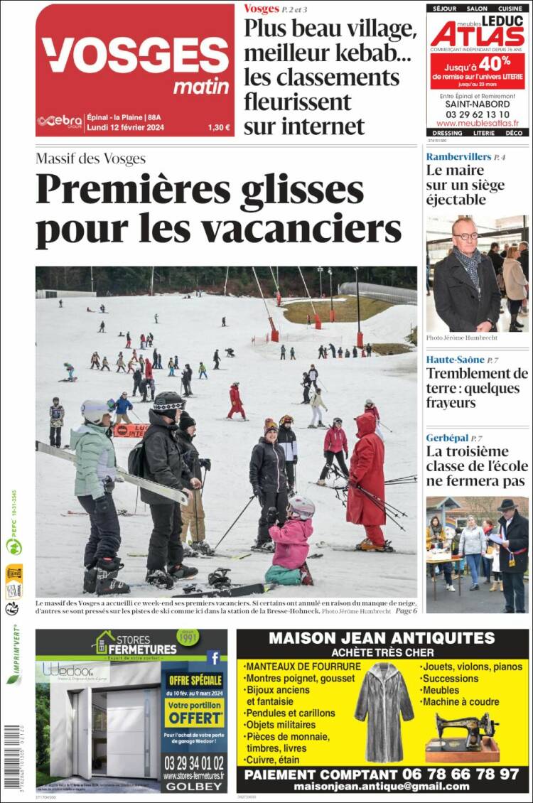 Portada de Vosges Matin (Francia)