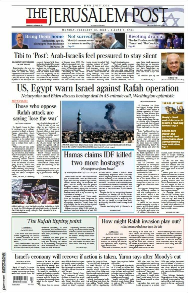 Portada de The Jerusalem Post (Israel)