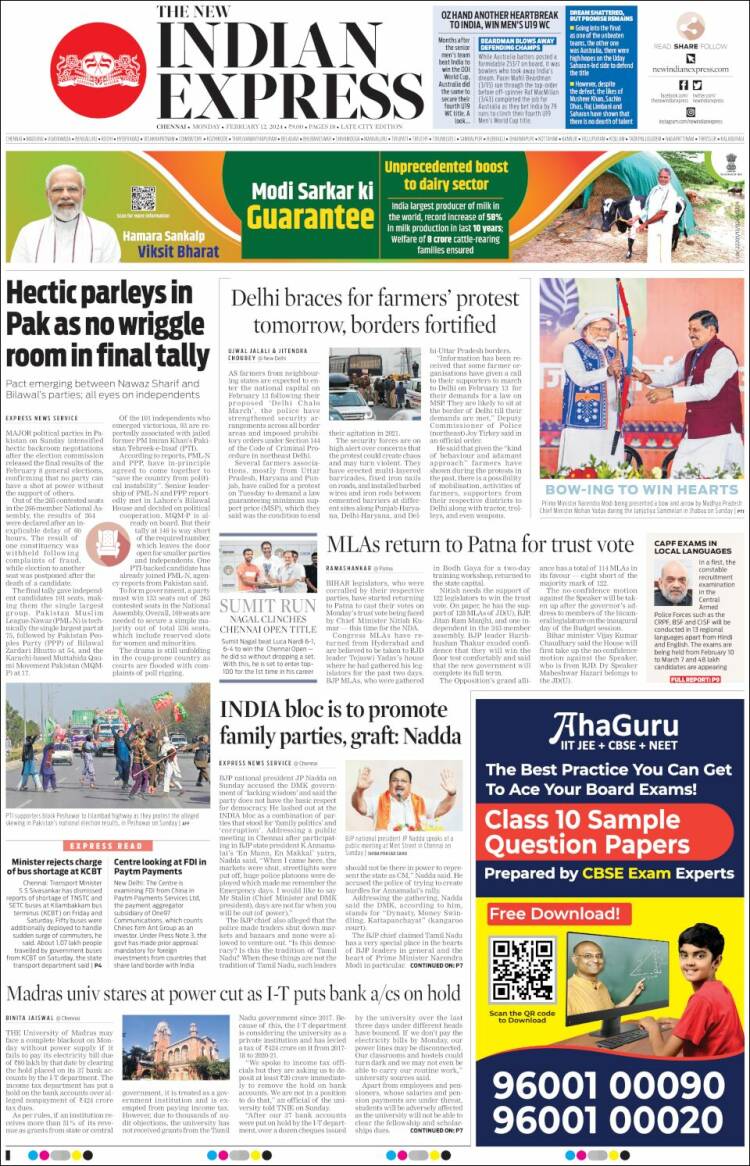 Portada de New Indian Express (India)