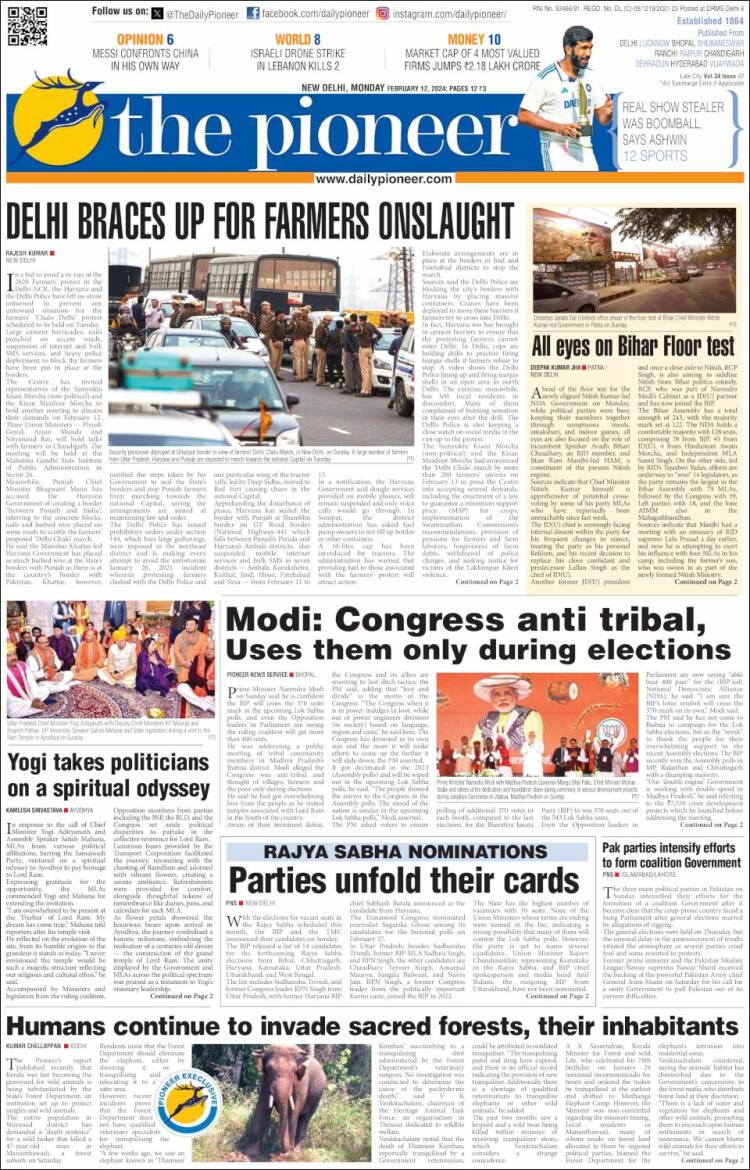 Portada de The Pioneer (India)