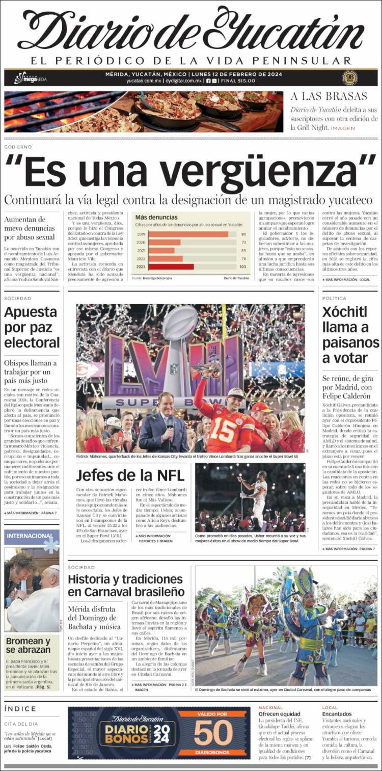 Portada de Diario de Yucatán (México)