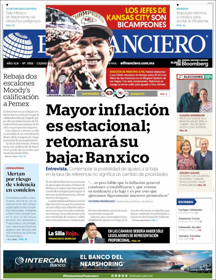 Portada de El Financiero (México)