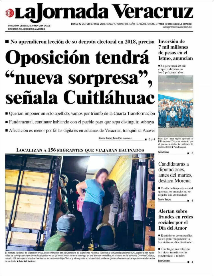 Portada de La Jornada Veracruz (México)