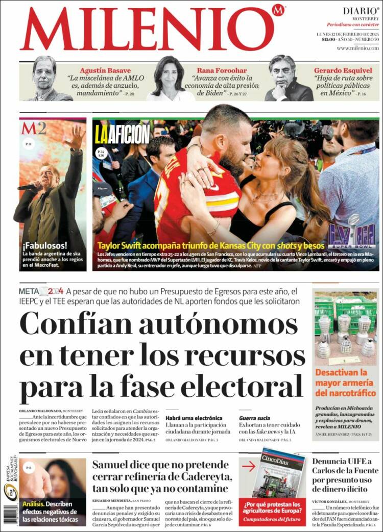 Portada de Milenio de Monterrey (México)