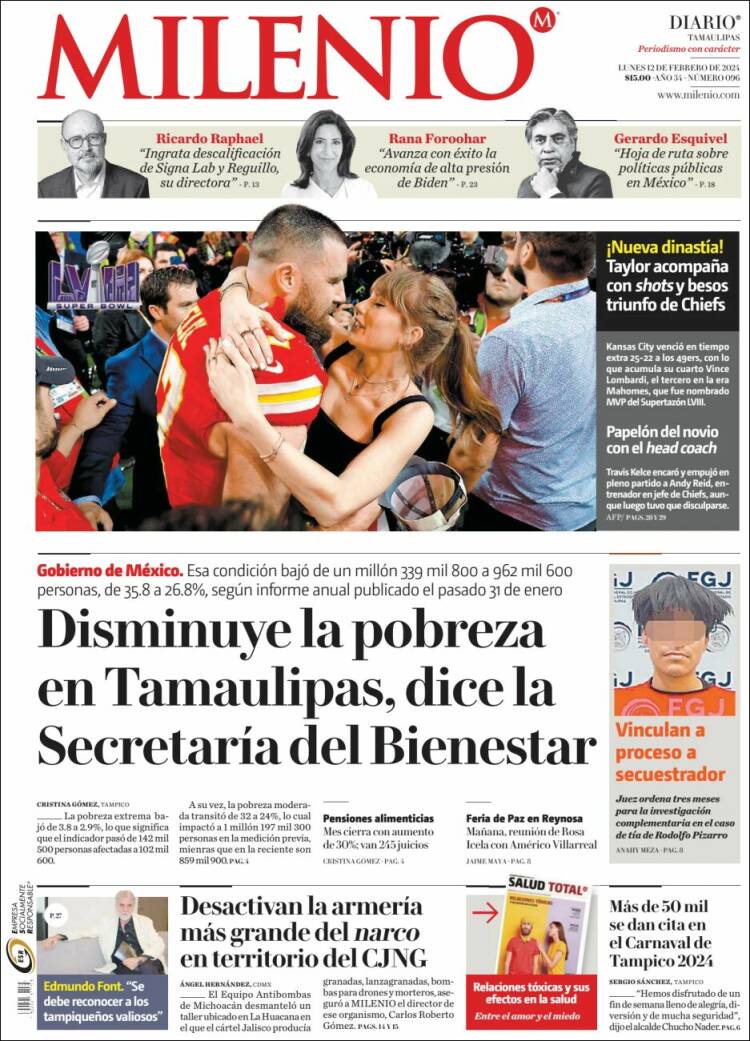 Portada de Milenio - Tamaulipas (México)