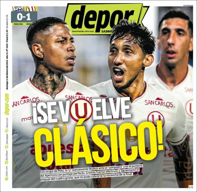 Portada de Depor (Per&uacute;)