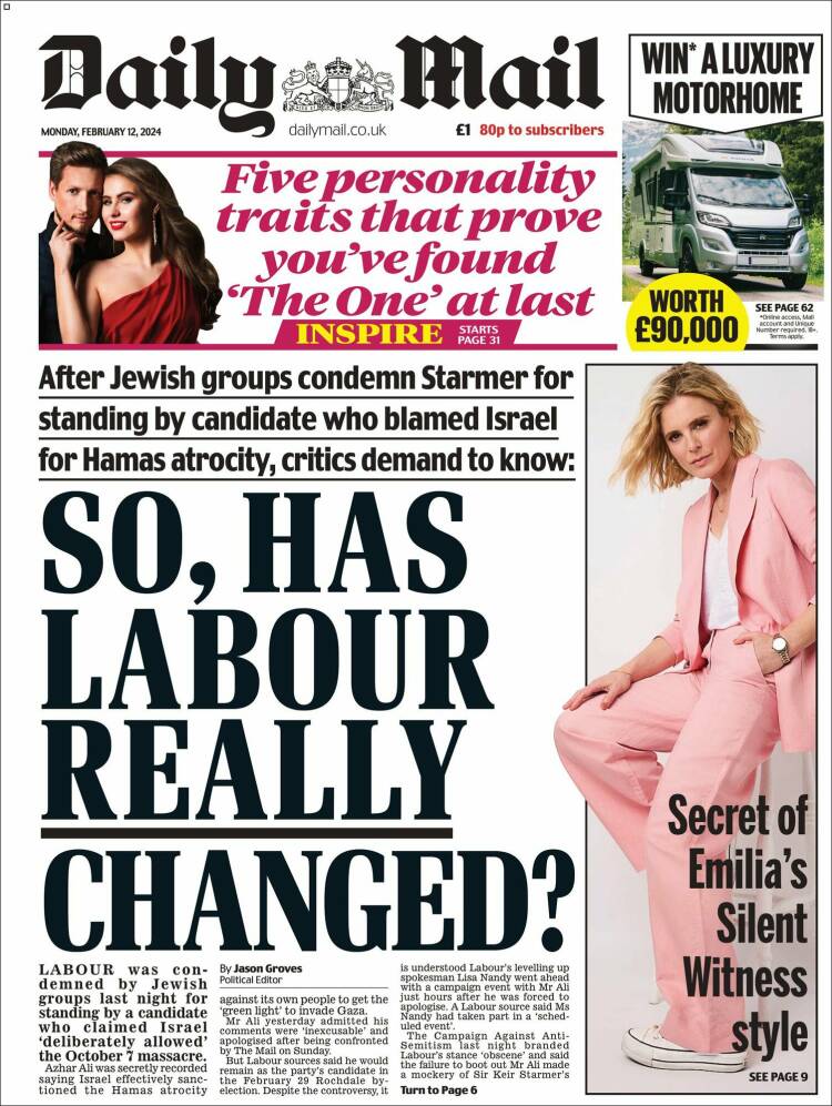 Portada de Daily Mail (Reino Unido)