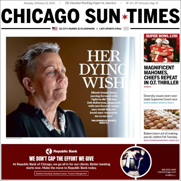 Portada de Chicago Sun-Times (USA)