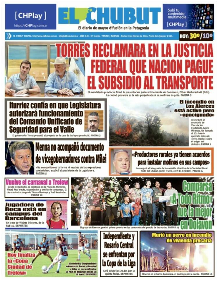 Portada de El Chubut (Argentina)