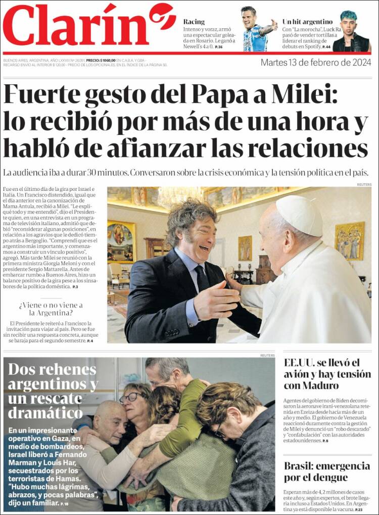 Portada de Clarín (Argentina)