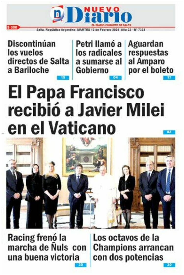 Portada de Nuevo Diario de Salta (Argentina)