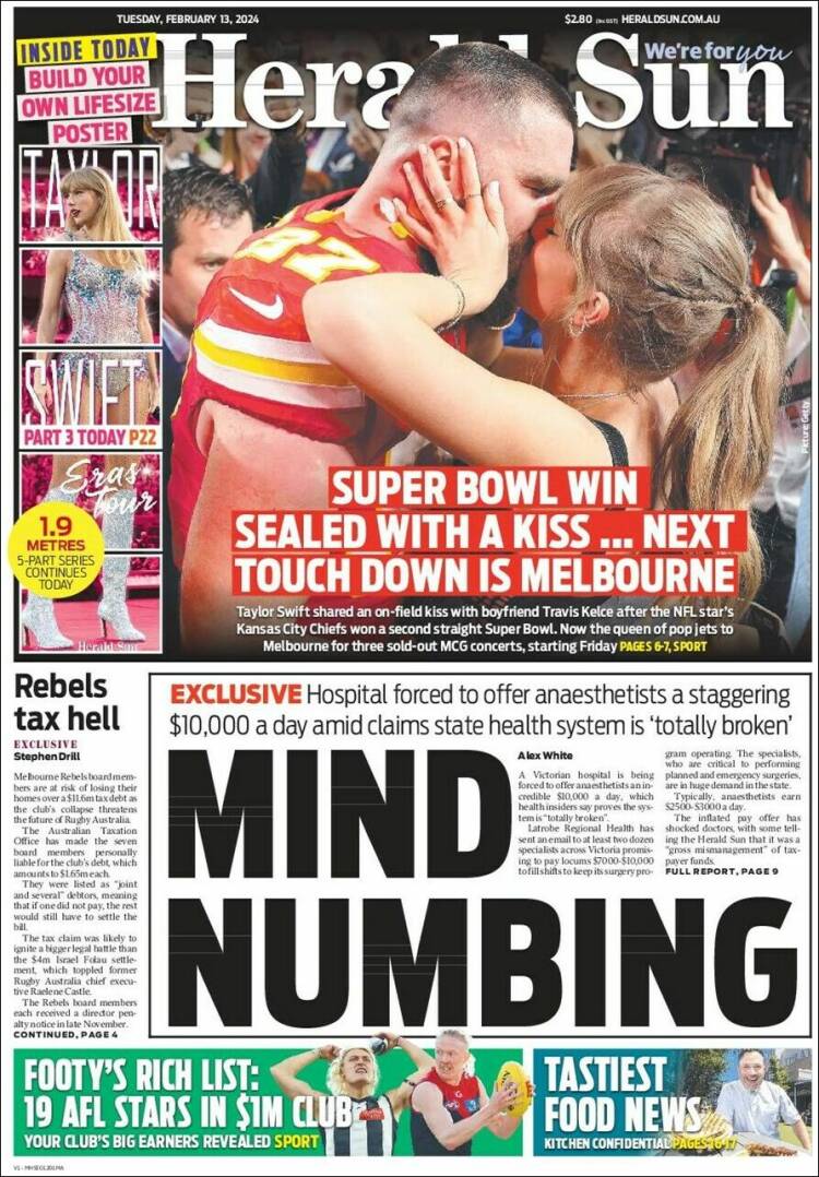 Portada de Herald Sun (Australia)