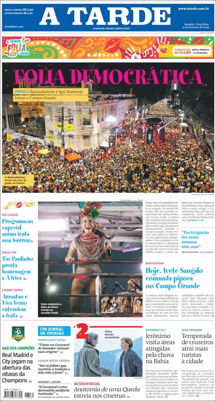 Portada de Diário A Tarde (Brasil)