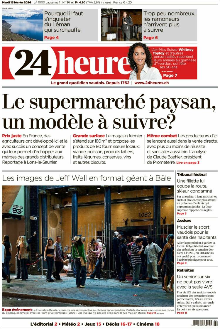Portada de 24 Heures (Suiza)