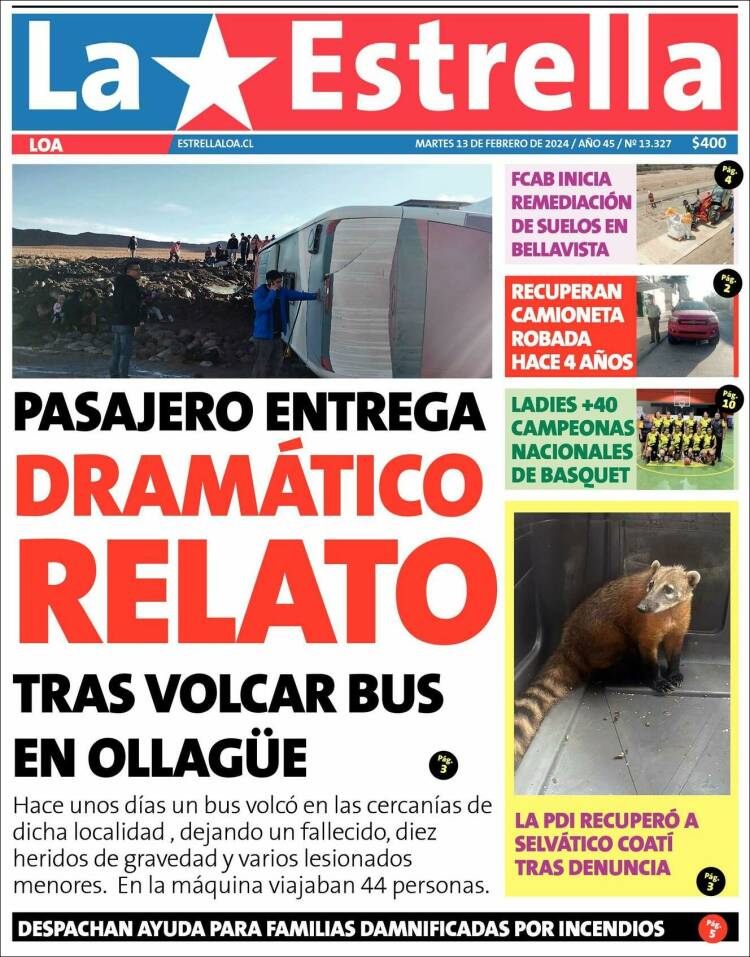 Portada de La Estrella de Loa (Chile)