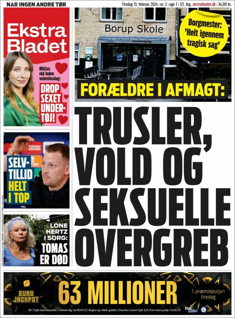 Portada de Ekstra Bladet (Dinamarca)