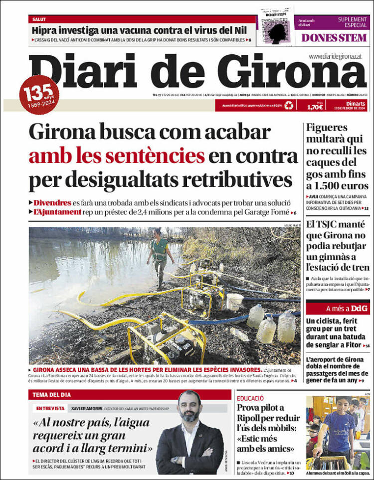 Portada de Diari de Girona (España)