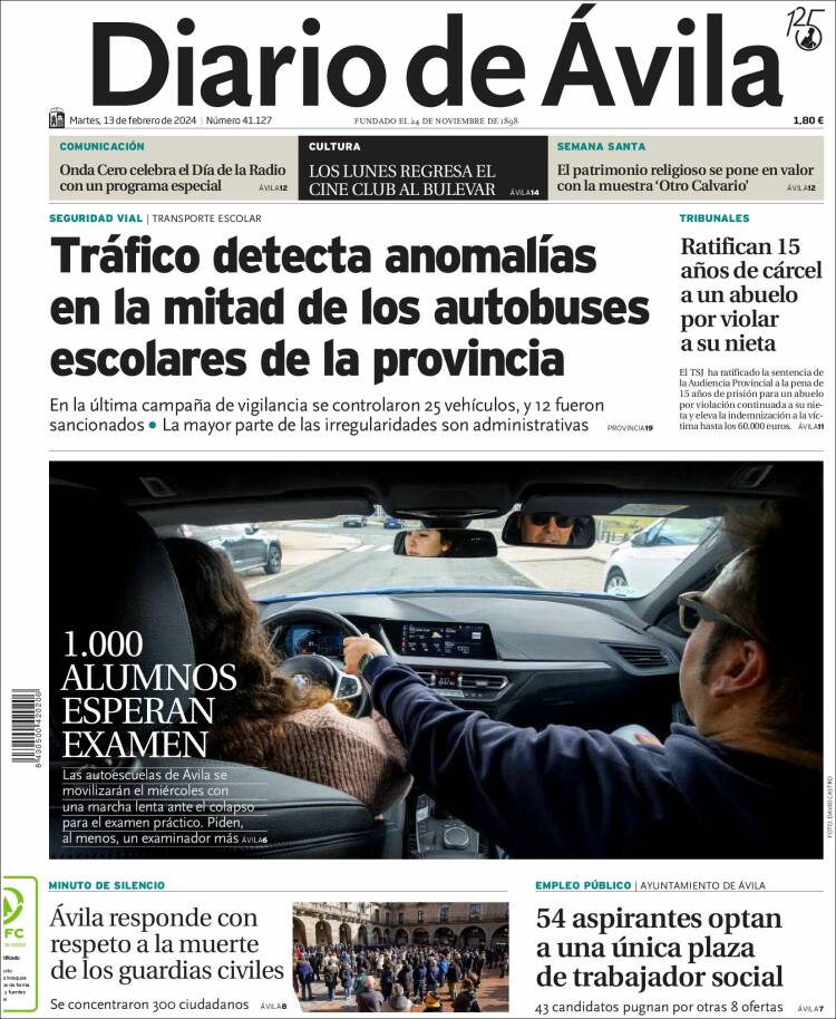 Portada de Diario de Ávila (España)