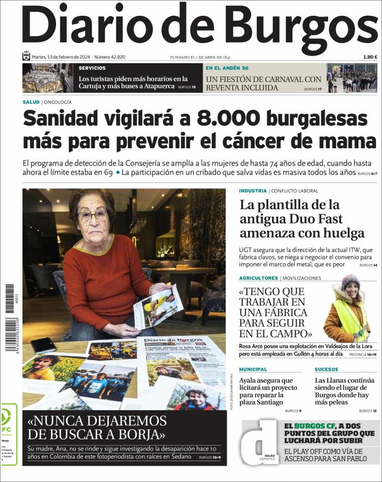 Portada de Diario de Burgos (España)