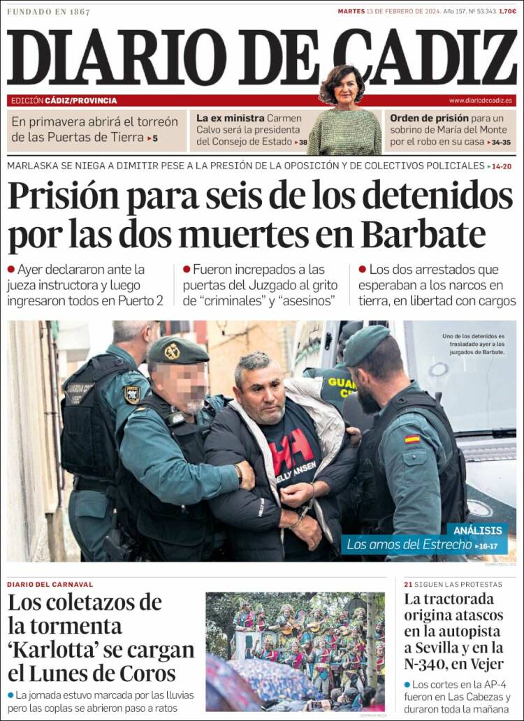 Portada de Diario de Cádiz (España)