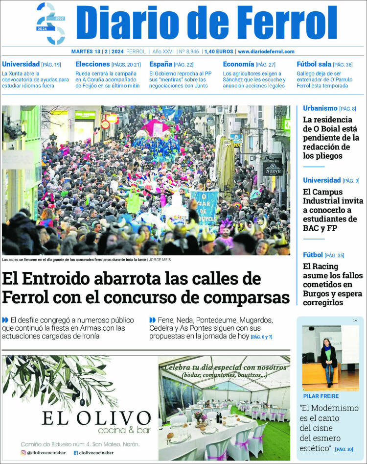 Portada de Diario de Ferrol (España)