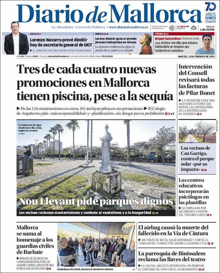 Portada de Diario de Mallorca (España)