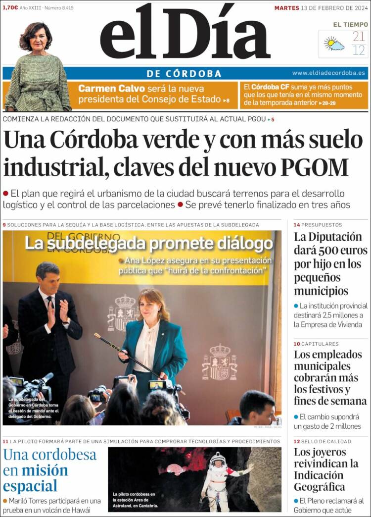 Portada de El Día de Córdoba (España)