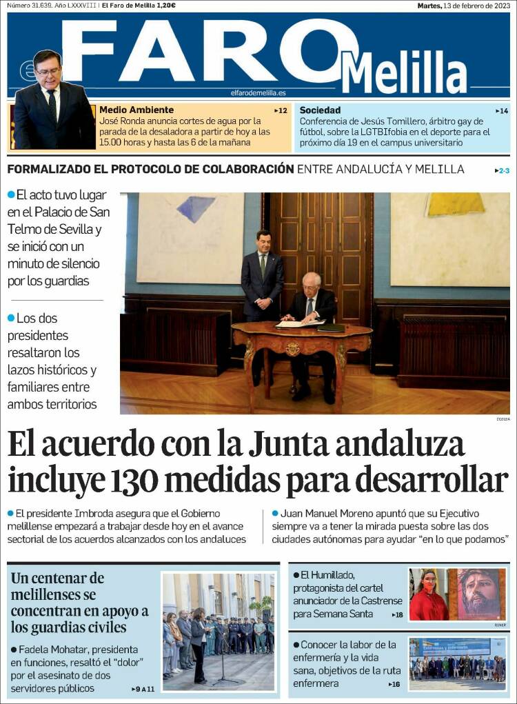 Portada de El Faro de Melilla (España)