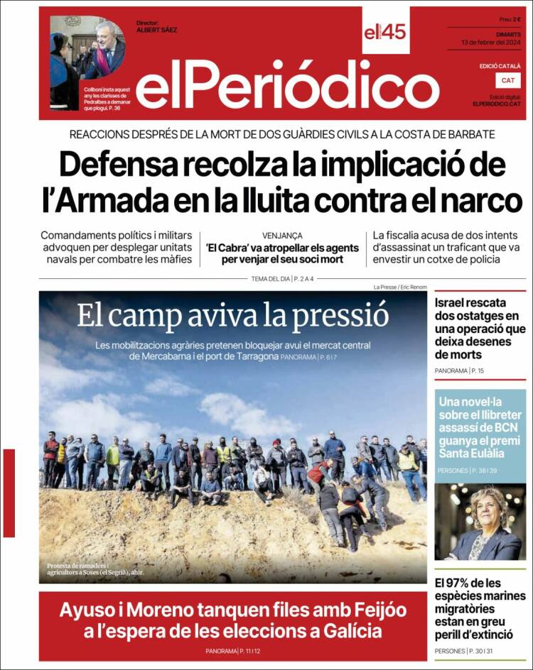 Portada de El Periódico de Catalunya (España)