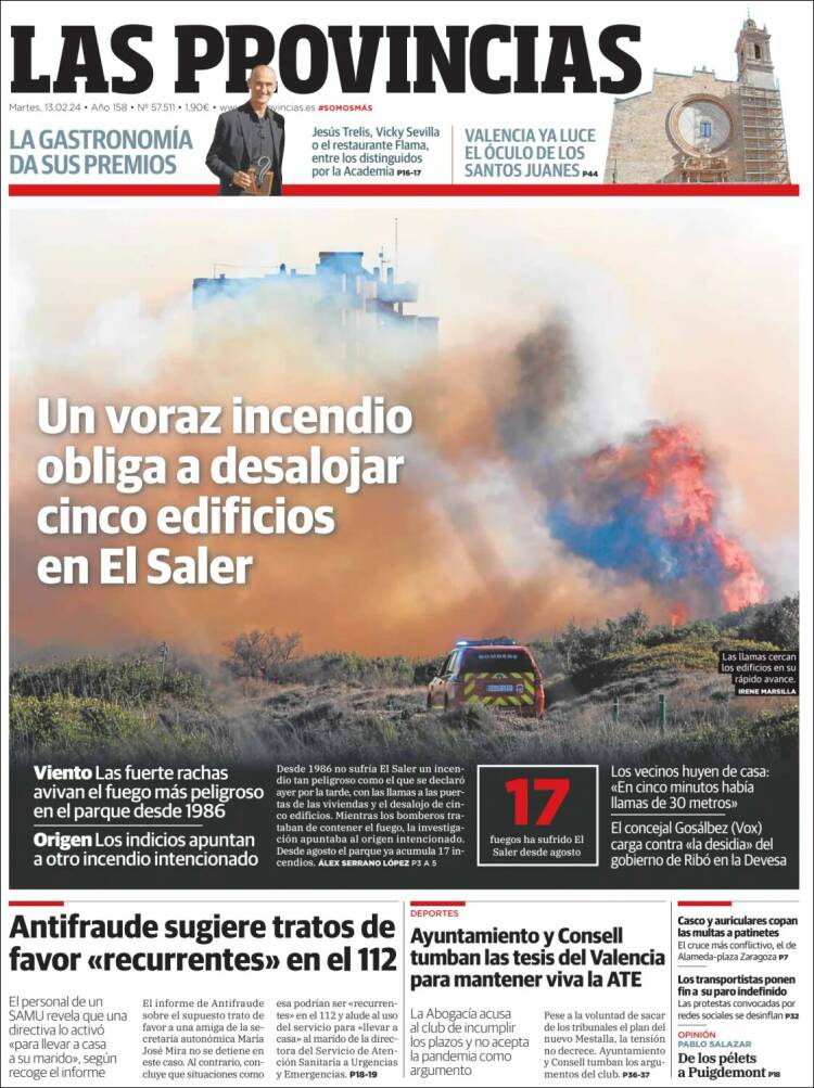 Portada de Las Provincias (España)