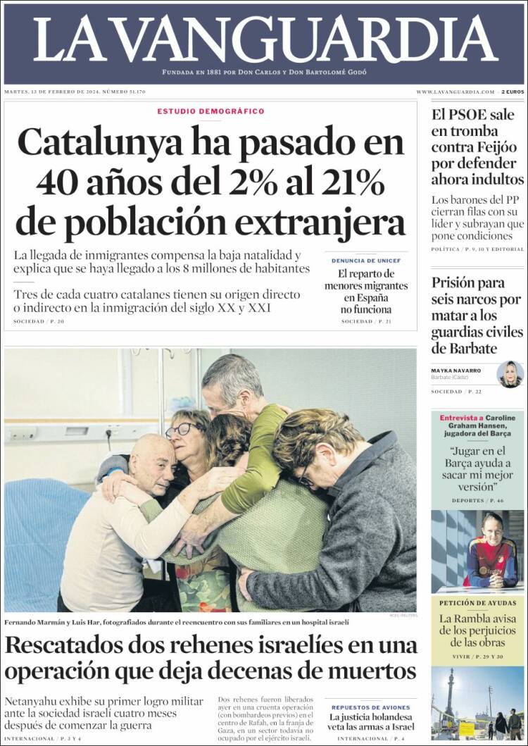 Portada de La Vanguardia (España)