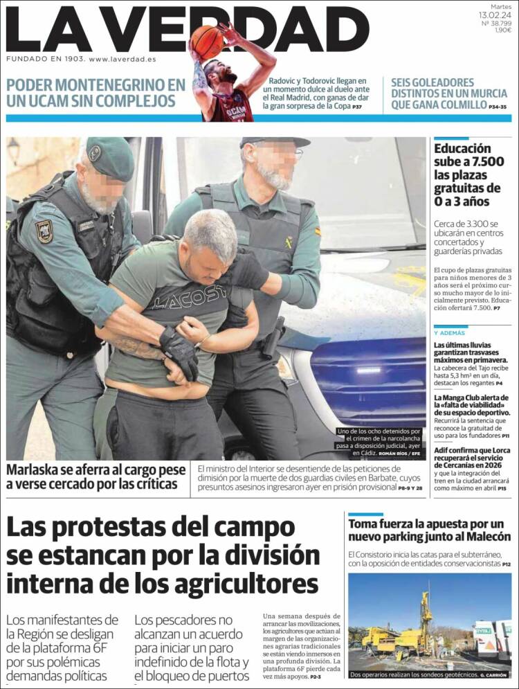 Portada de La Verdad de Murcia (España)