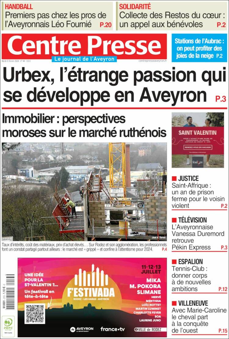 Portada de Centre Presse (Francia)