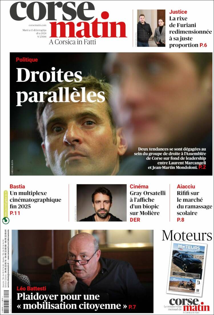 Portada de Corse-Matin (Francia)