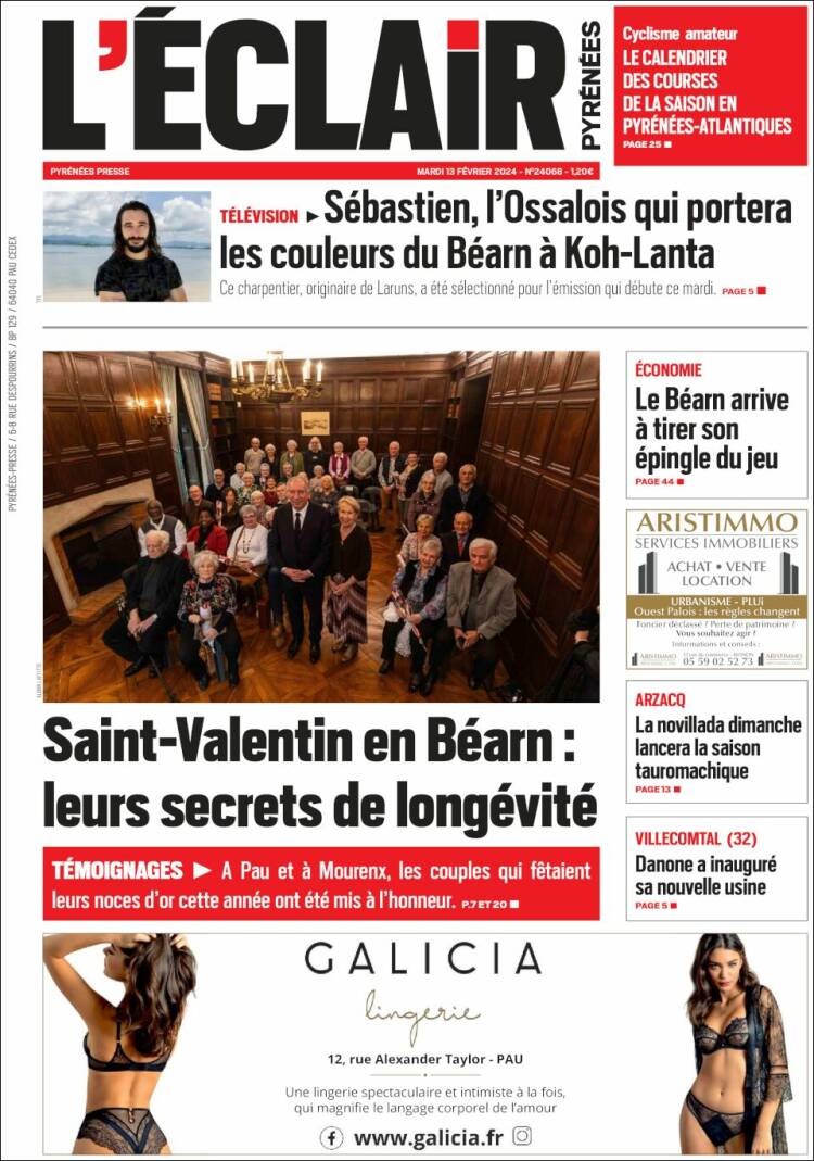 Portada de L'Eclair des Pyrénées (Francia)