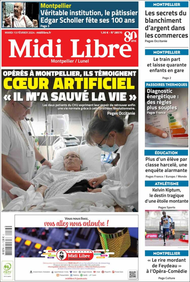 Portada de Midi Libre (Francia)